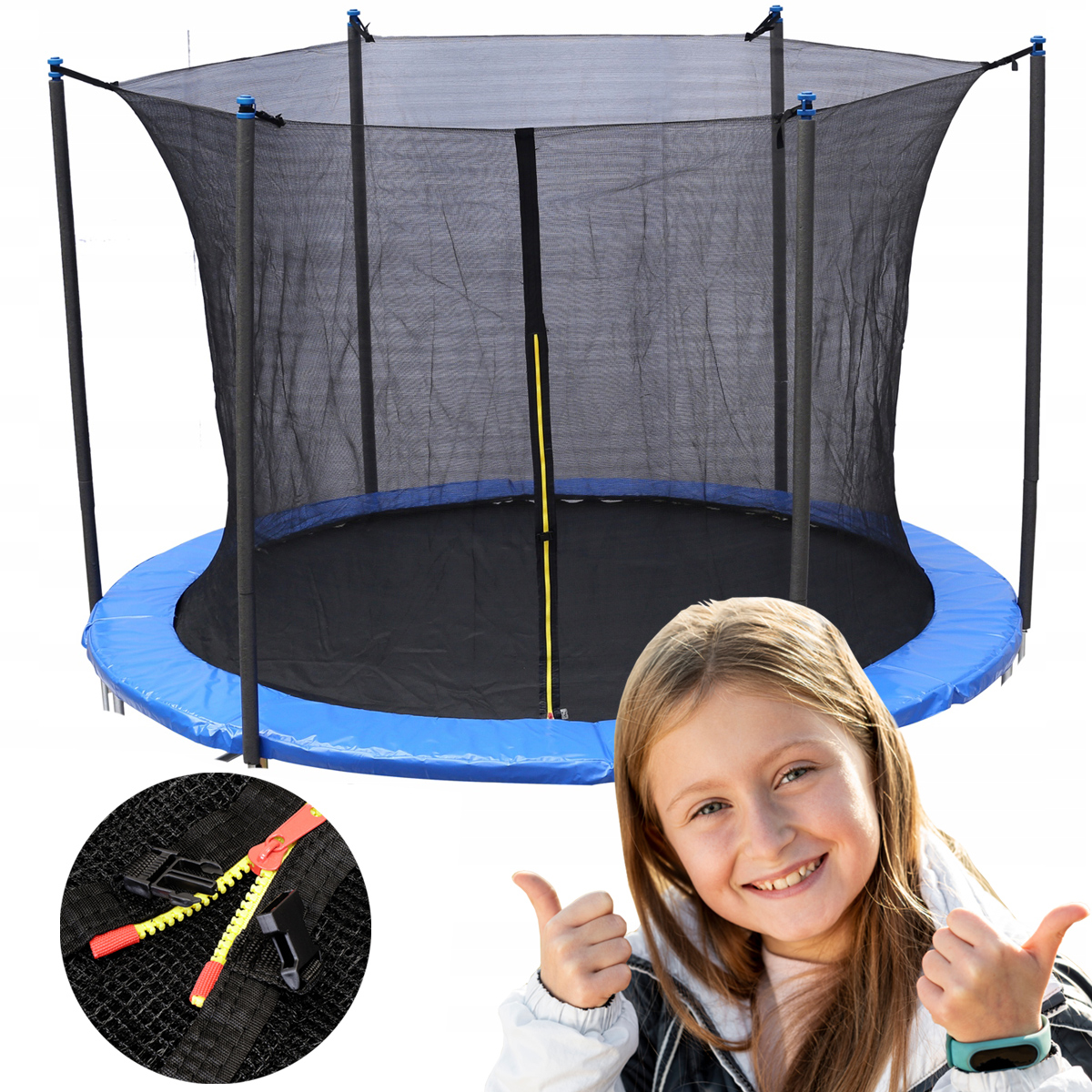 SIEŤ NA VNÚTORNÚ TRAMPOLÍNU 3 METRE, 90-96 CM, 6 STĹPIČOV, OCHRANNÁ A PEVNÁ